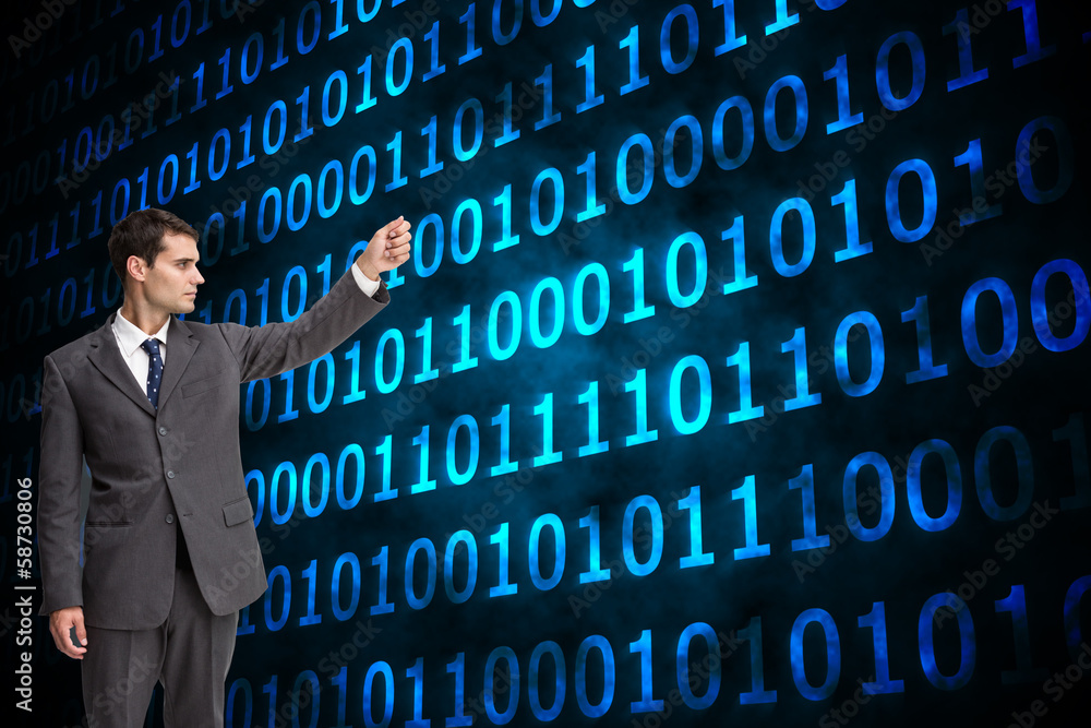 Poster composite image of stern businessman pointing