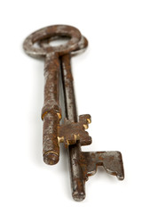 old keys isolated on white