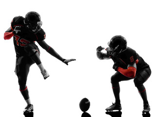 two american football players touchdown celebration silhouette