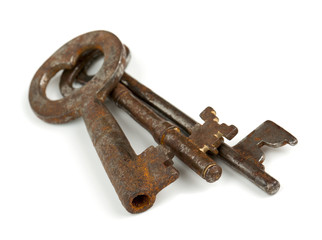 old keys isolated on white