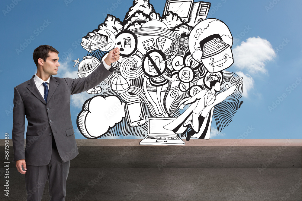 Poster composite image of stern businessman pointing