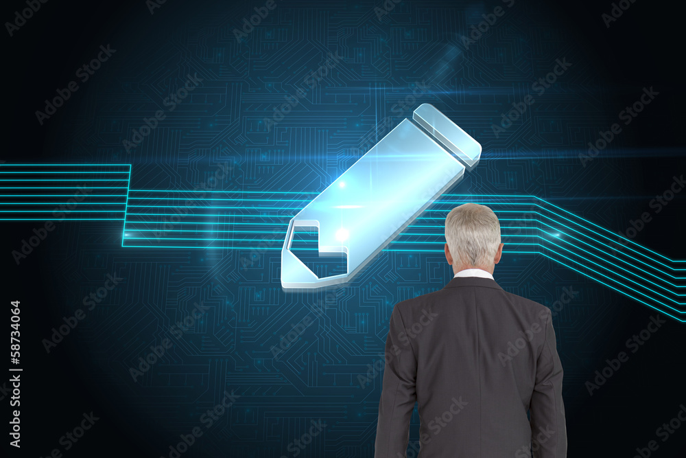 Poster composite image of businessman walking away from camera