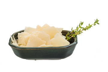 Parmesan cheese isolated white