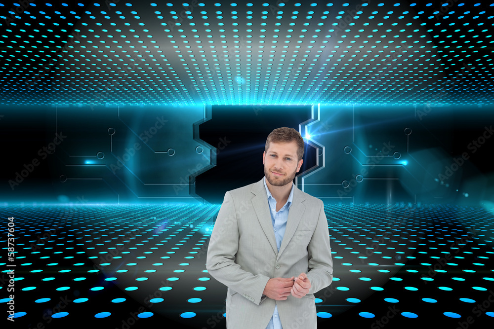 Poster composite image of suave man in a blazer
