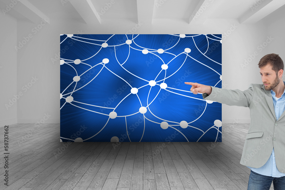 Poster Composite image of trendy model pointing to something