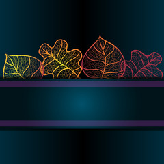 Ornamental background with art autumn leaves. Layered vector.