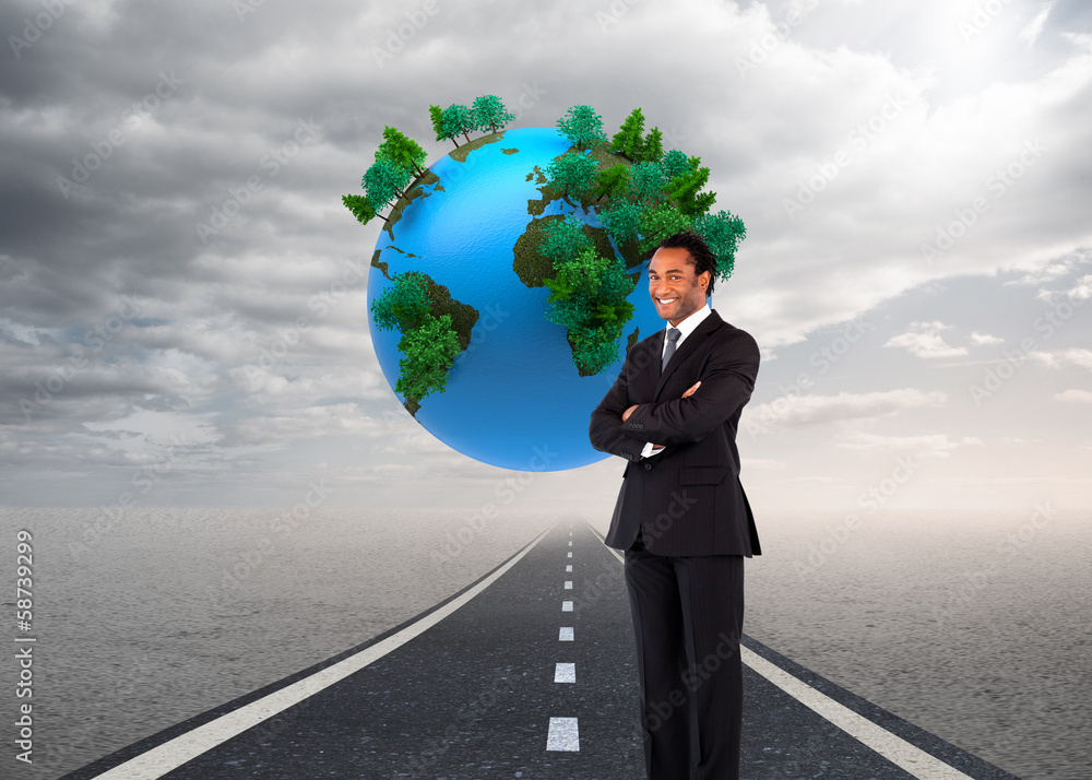 Poster composite image of businessman with folded arms