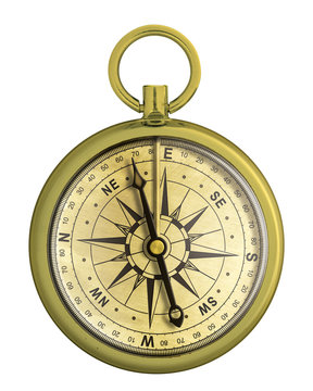 old gold compass nautical isolated