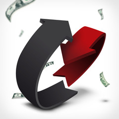 Income expence abstract round graph