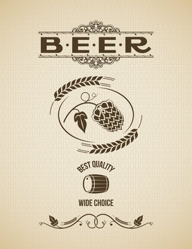 beer hops design vintage background