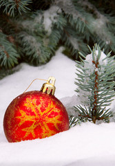 Red Christmas ball. 