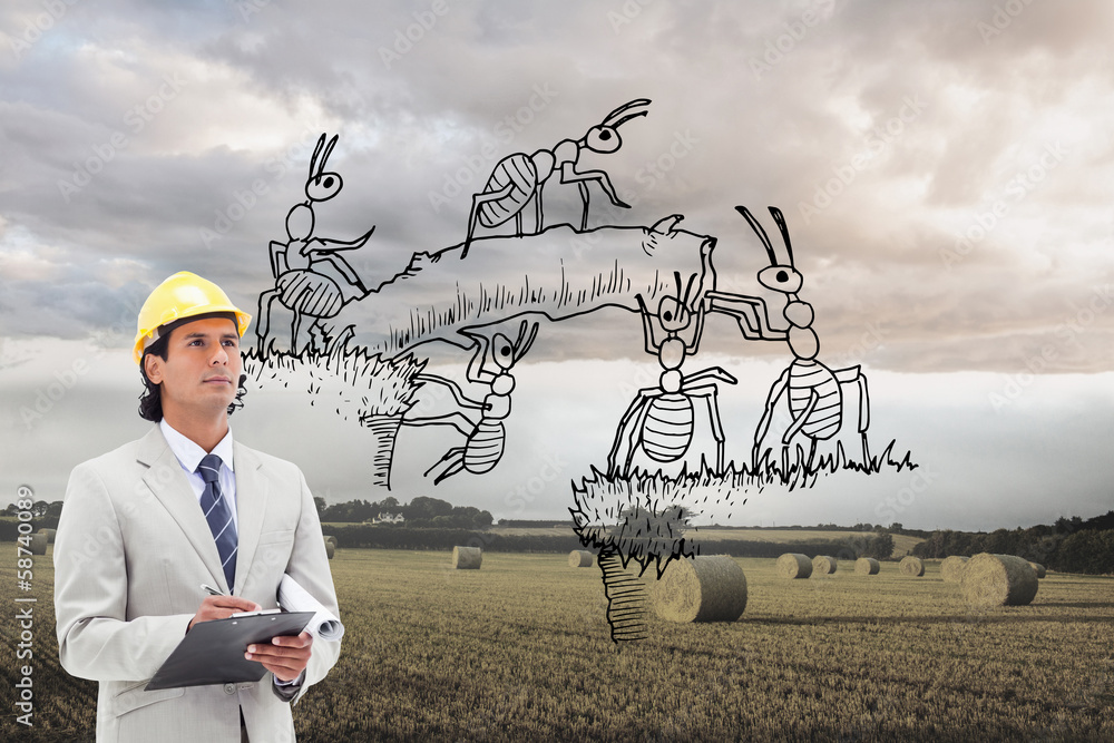 Aufkleber Composite image of architect taking notes