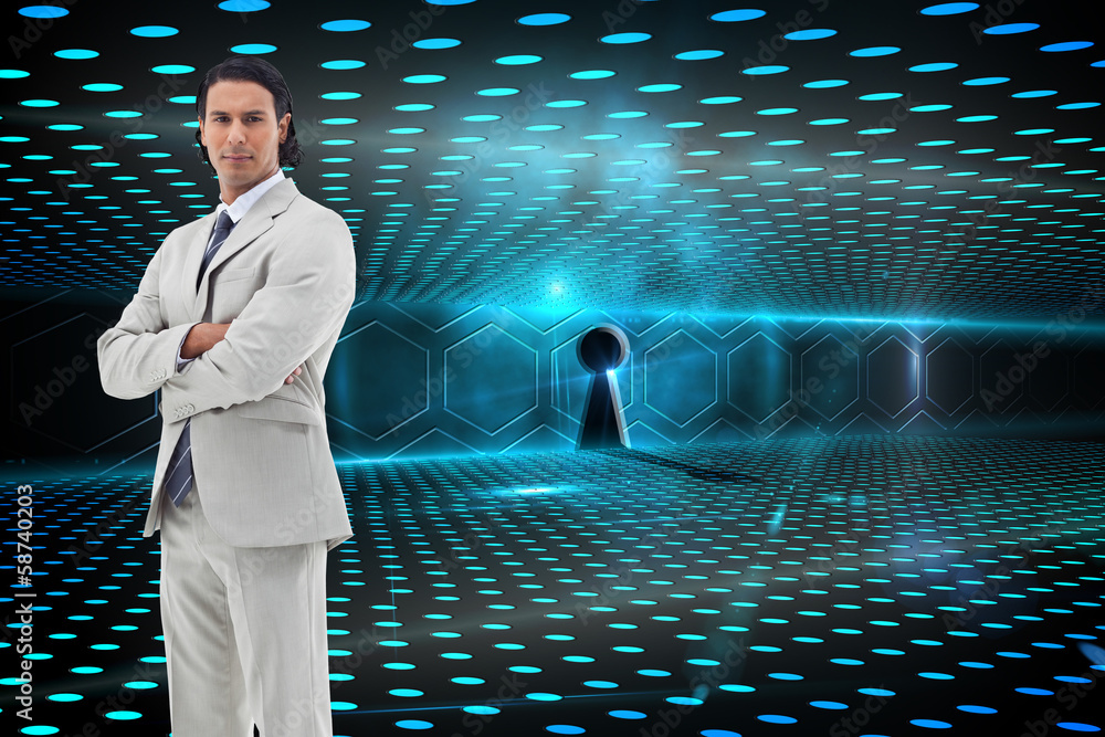 Aufkleber Composite image of serious office worker posing with the arms cr