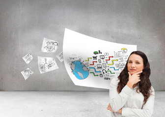 Composite image of portrait of a businesswoman posing