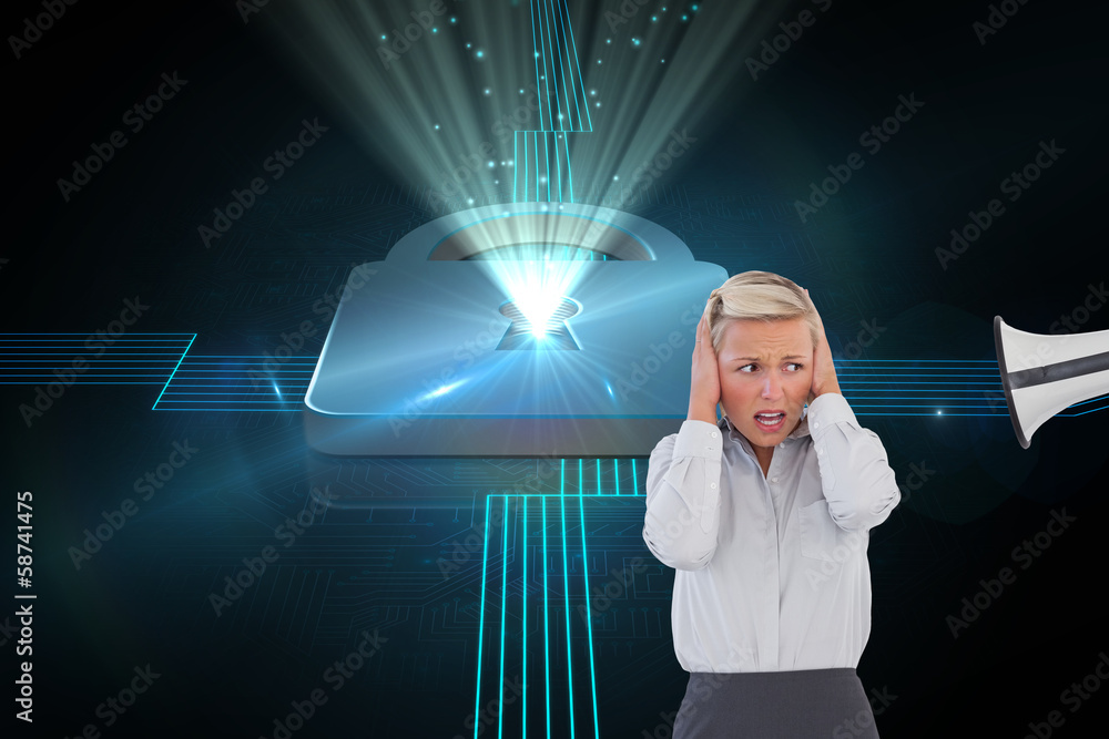 Poster composite image of businessman shouting at colleague with his bu