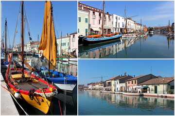 set of photos from Cesenatico canal, Italy