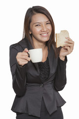 Business women young pretty attractive drinking coffee and break