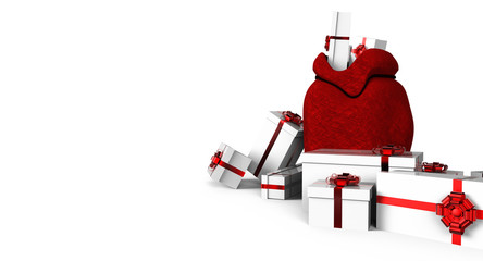 Santa Claus with gifts bag