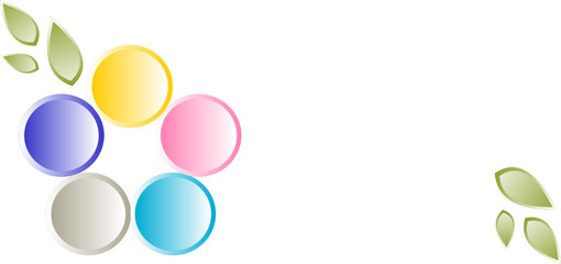 Logo design of flower with leaves offset