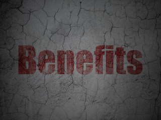 Finance concept: Benefits on grunge wall background