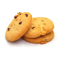 Strawberry chips cookies isolated on white background
