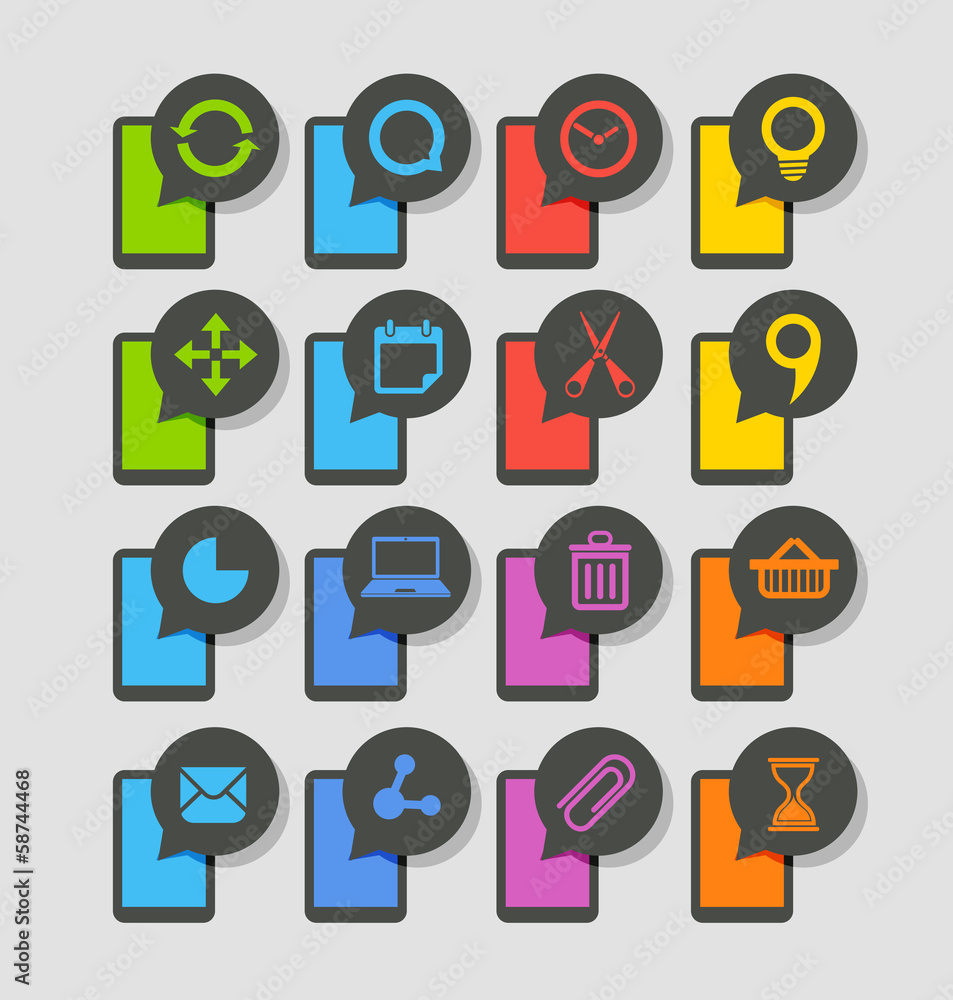 Aufkleber Modern smartphones with icons on abstract speech clouds