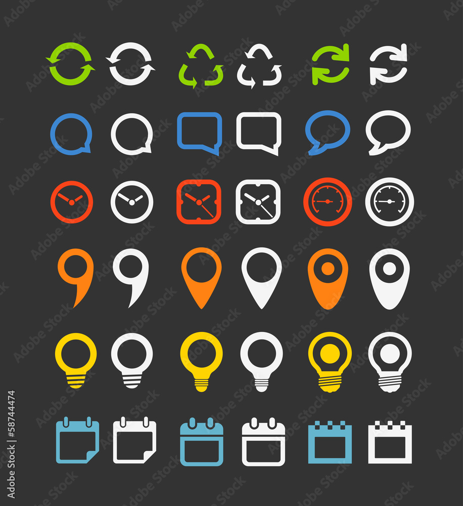 Poster color collection of web icons