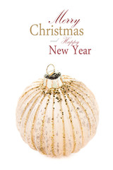 Christmas Golden  ball isolated on white background, festive dec