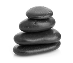 Growing piled up pebbles on a white background