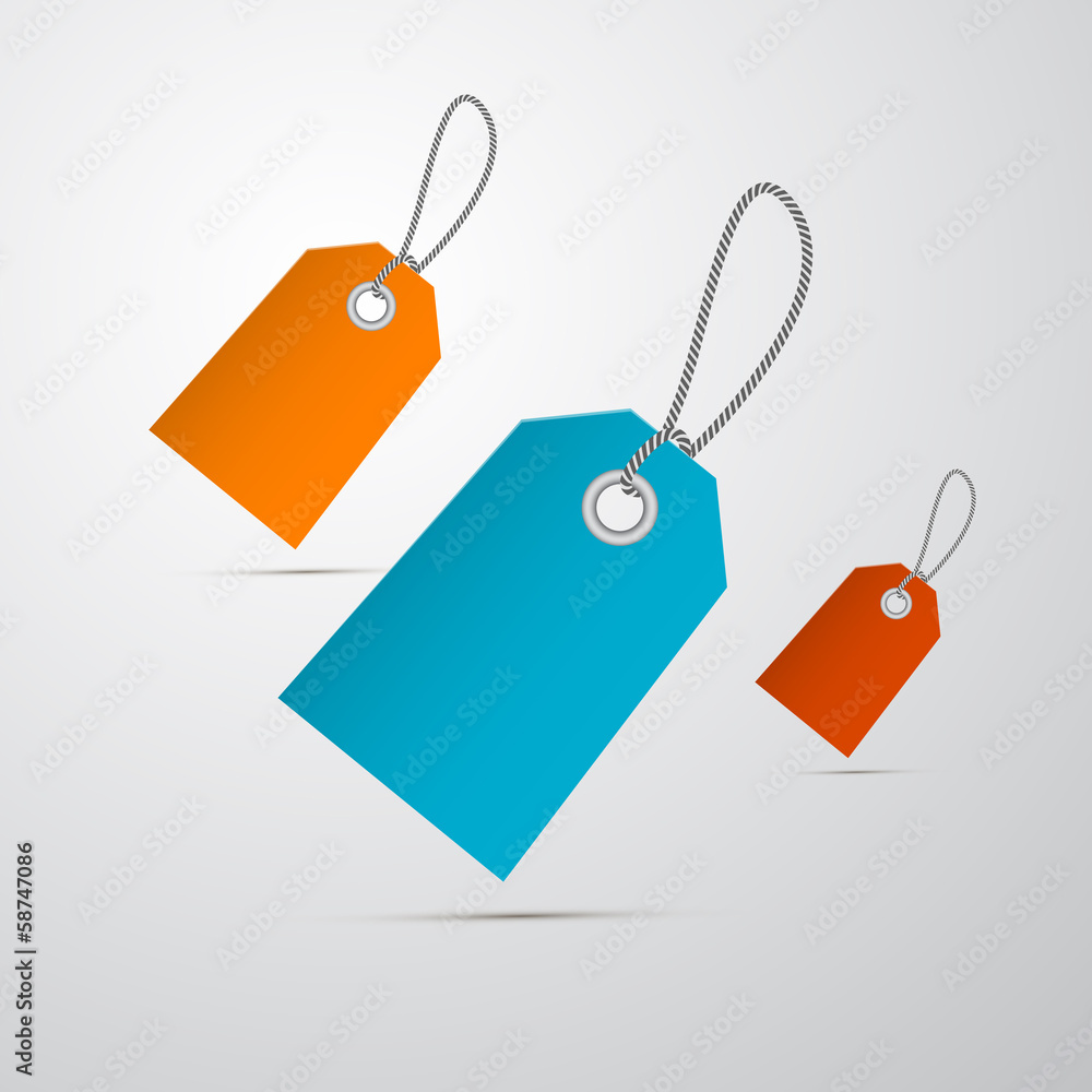Poster retro labels, tags with strings