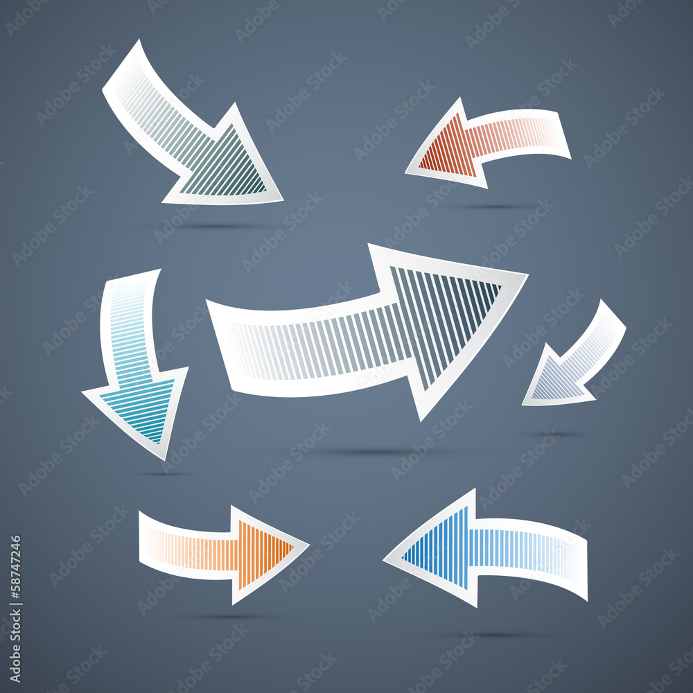 Poster vector arrows set on dark background