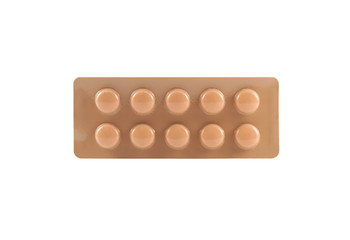 Closed up brown blister pack