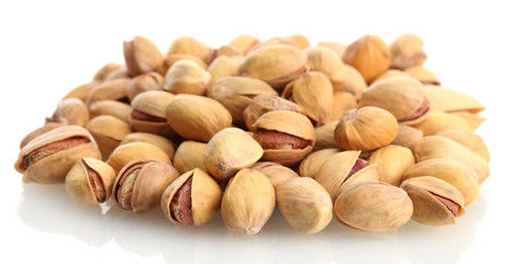 tasty pistachio nuts, isolated on white