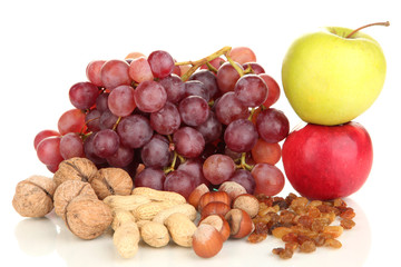 Naklejka na ściany i meble Grape with nuts isolated on white