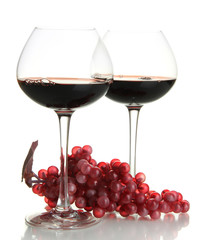 Red wine isolated on white