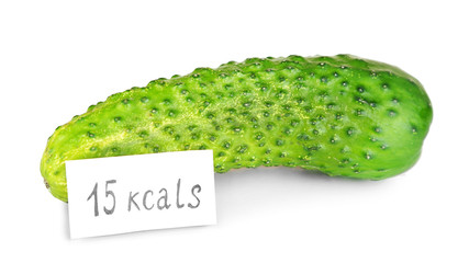 Calorie content of cucumber isolated on white