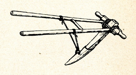 Wooden plough for land clearing