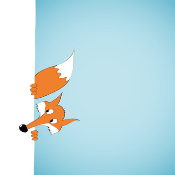 Peeping cartoon fox