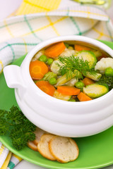 Vegetable soup in the bowl