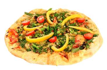 Tasty vegetarian pizza, isolated on white