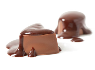 candys in a chocolate on a white background