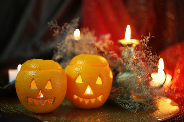 Festive composition with lanterns  and candles