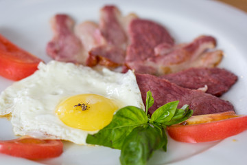 Fried egg at the plate