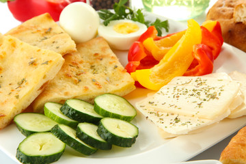 Traditional Turkish breakfast close up