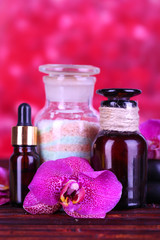 Beautiful spa setting with orchid
