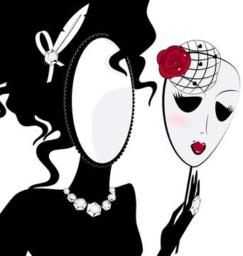 lady-mirror with mask