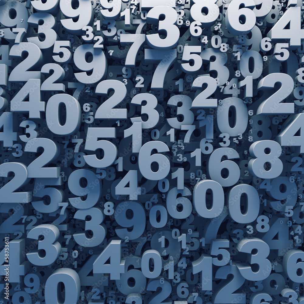 Fototapete abstract 3d numbers background computer generated render