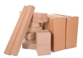Different cardboard boxes isolated on white