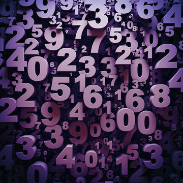 Abstract 3D numbers background computer generated render