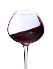 Wineglass with red wine, isolated on white